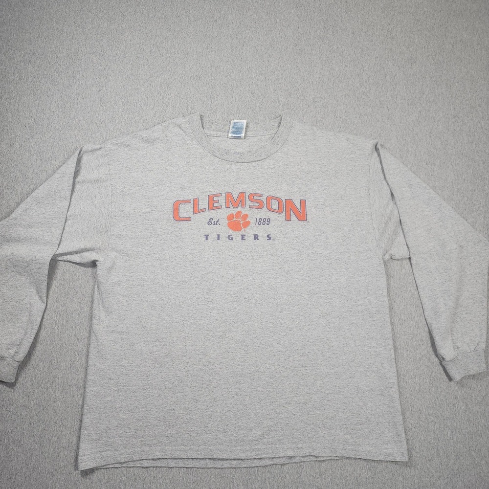 Delta Clemson Tigers Long Sleeve Shirt Mens XL Gray Good Graphic Tee NCAA